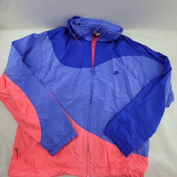 Vtg Nike Hooded Track Jacket Womens M Pink Purple Windrunner Full Zip Windbreake - Picture 1 of 16